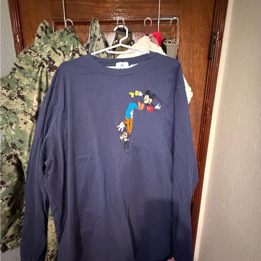Disney Kids Dark Blue Long Sleeve Tee with Mickey and Goofy